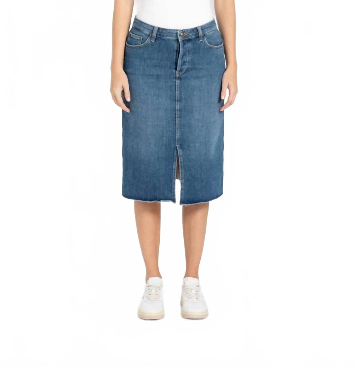 Midi Fringed Skirt In Light Blue