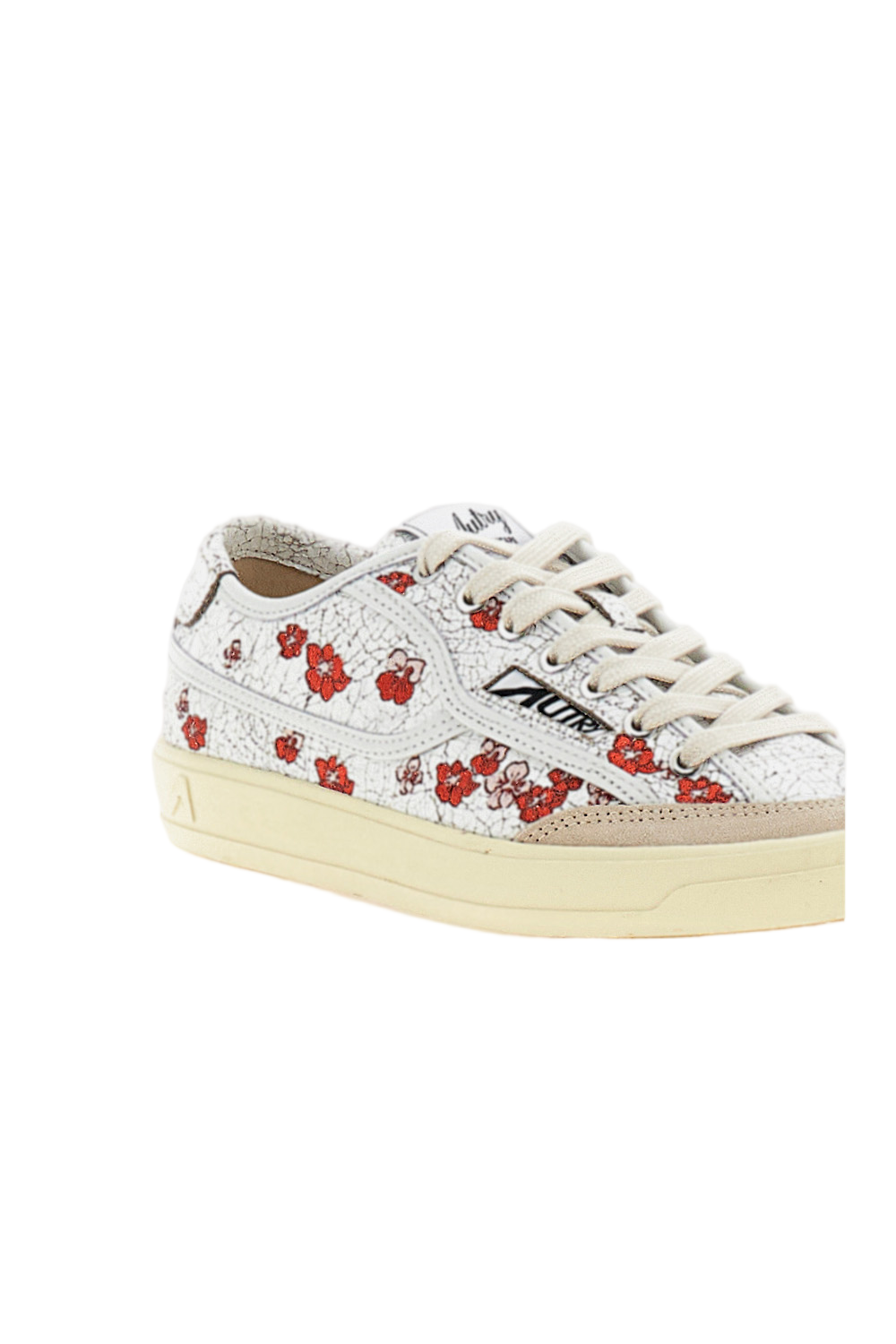 White Windscape Crackle Leather Low-Top Sneakers