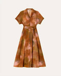 Women's Notch Lapel Shirtdress In Red Ochre Multi