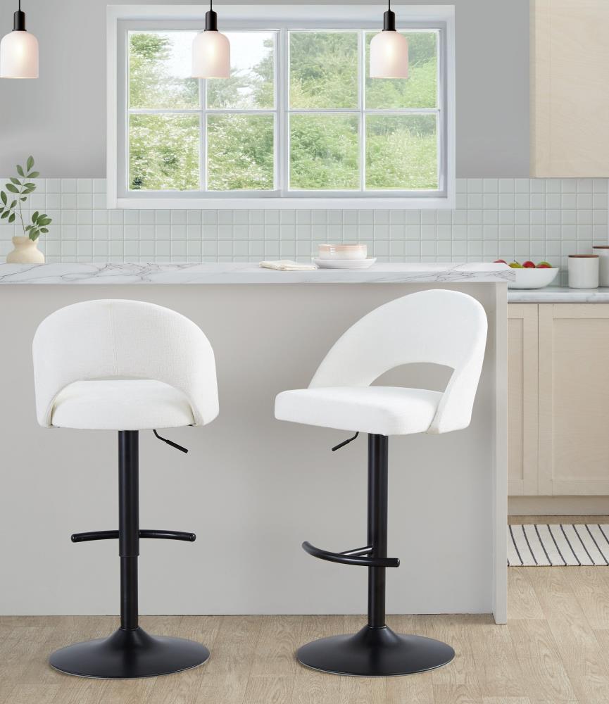 Set of 2 Swivel Counter Stools with Supportive Backrests and Rounded Footrest Design