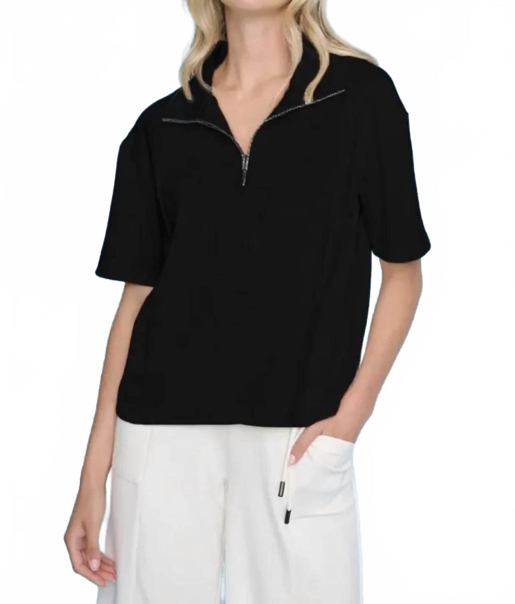 Half Zip Top In Black
