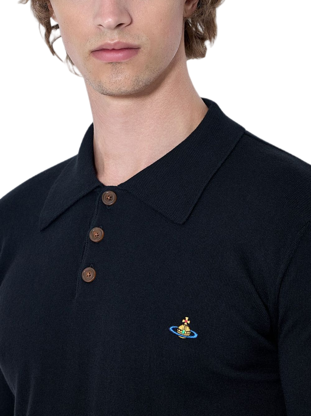 Short-Sleeve Three-Button Cotton Polo Shirt