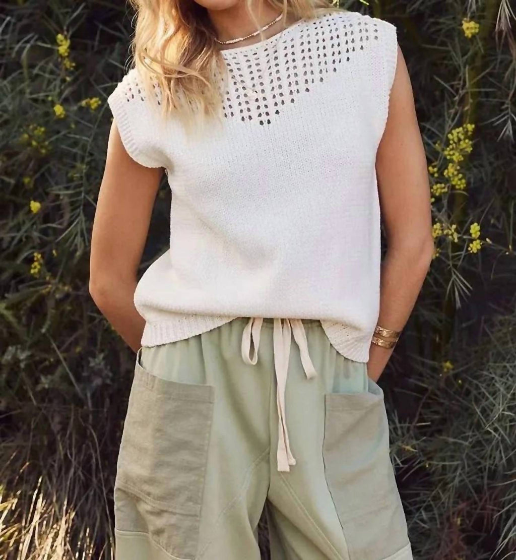 Open Knit Sweater In White