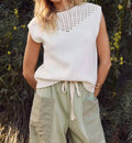 Open Knit Sweater In White