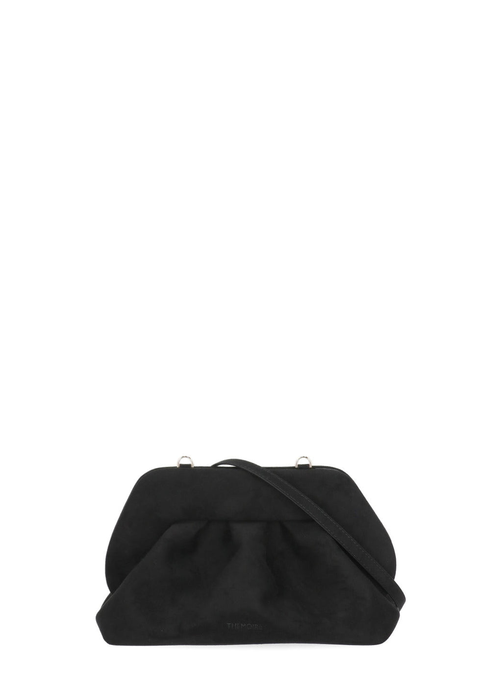 Black Bios Medium Embossed Logo Suede Handbag