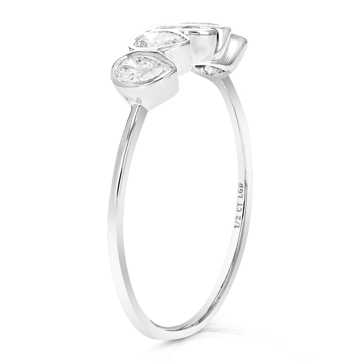 1/2 cttw Pear Lab Grown Diamond 5 Stone Engagement Ring in 14K White Gold For Women
