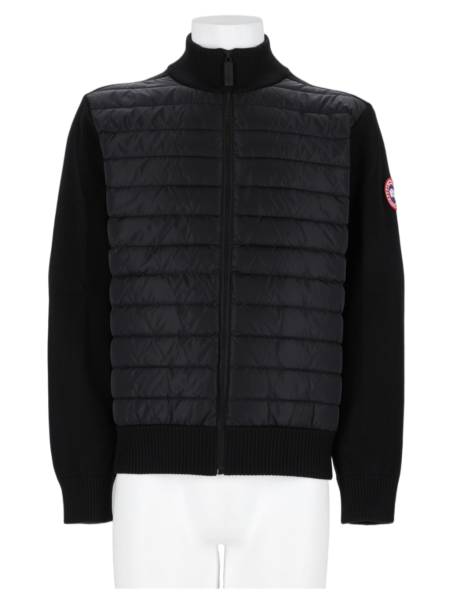 Black Quilted Front Panel Wool Jacket