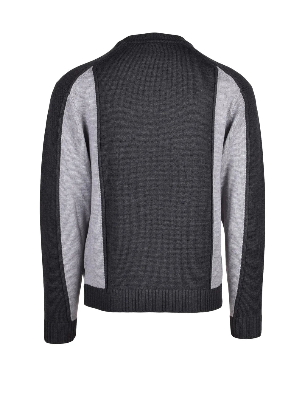 Grey Two-Tone Knit Wool-Blend Sweater