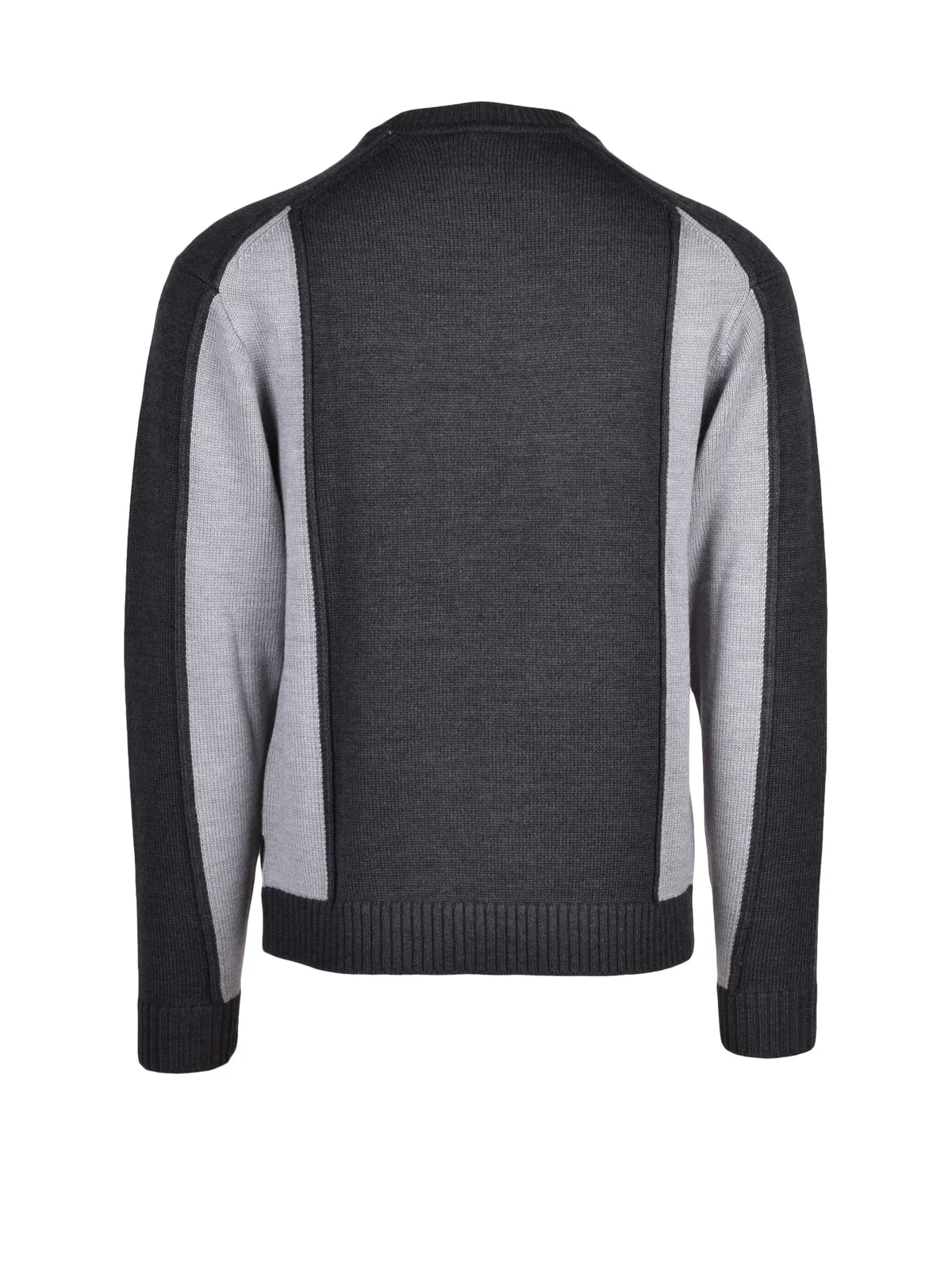 Grey Two-Tone Knit Wool-Blend Sweater