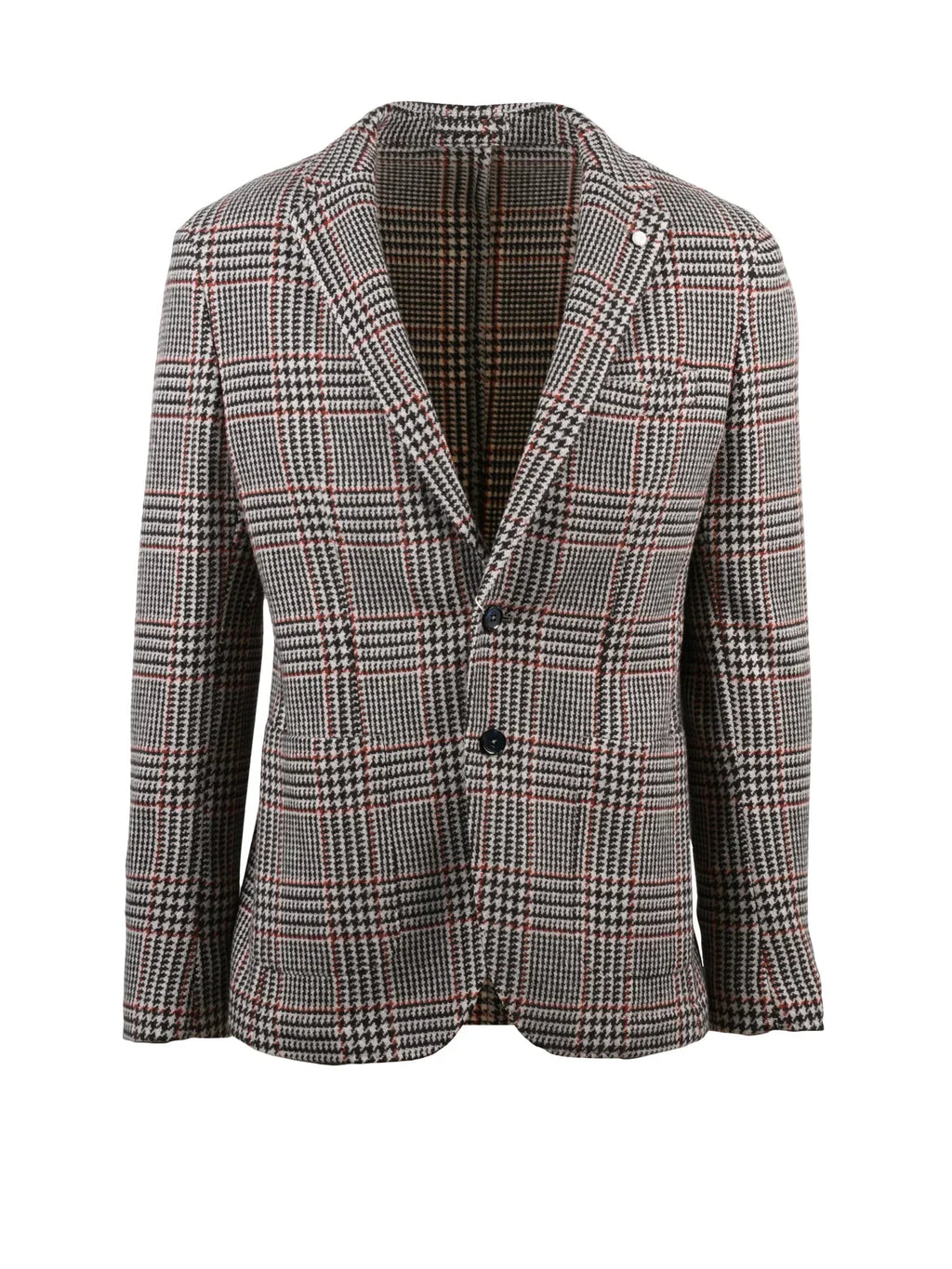Brown Checkered Virgin Wool-Blend Blazer