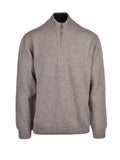 Beige Wool-Blend Ribbed Collar Sweater