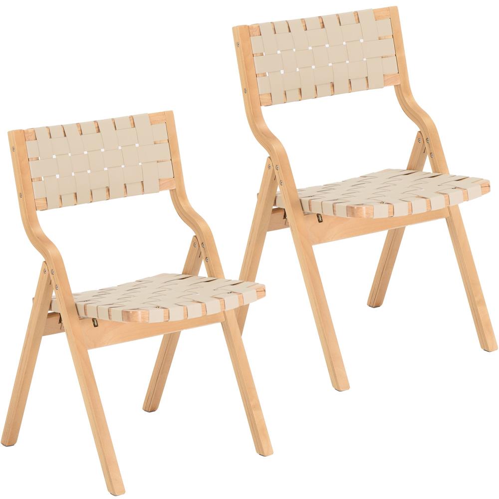 Foldable Side Chairs with Woven Seats and Flexible Backrests