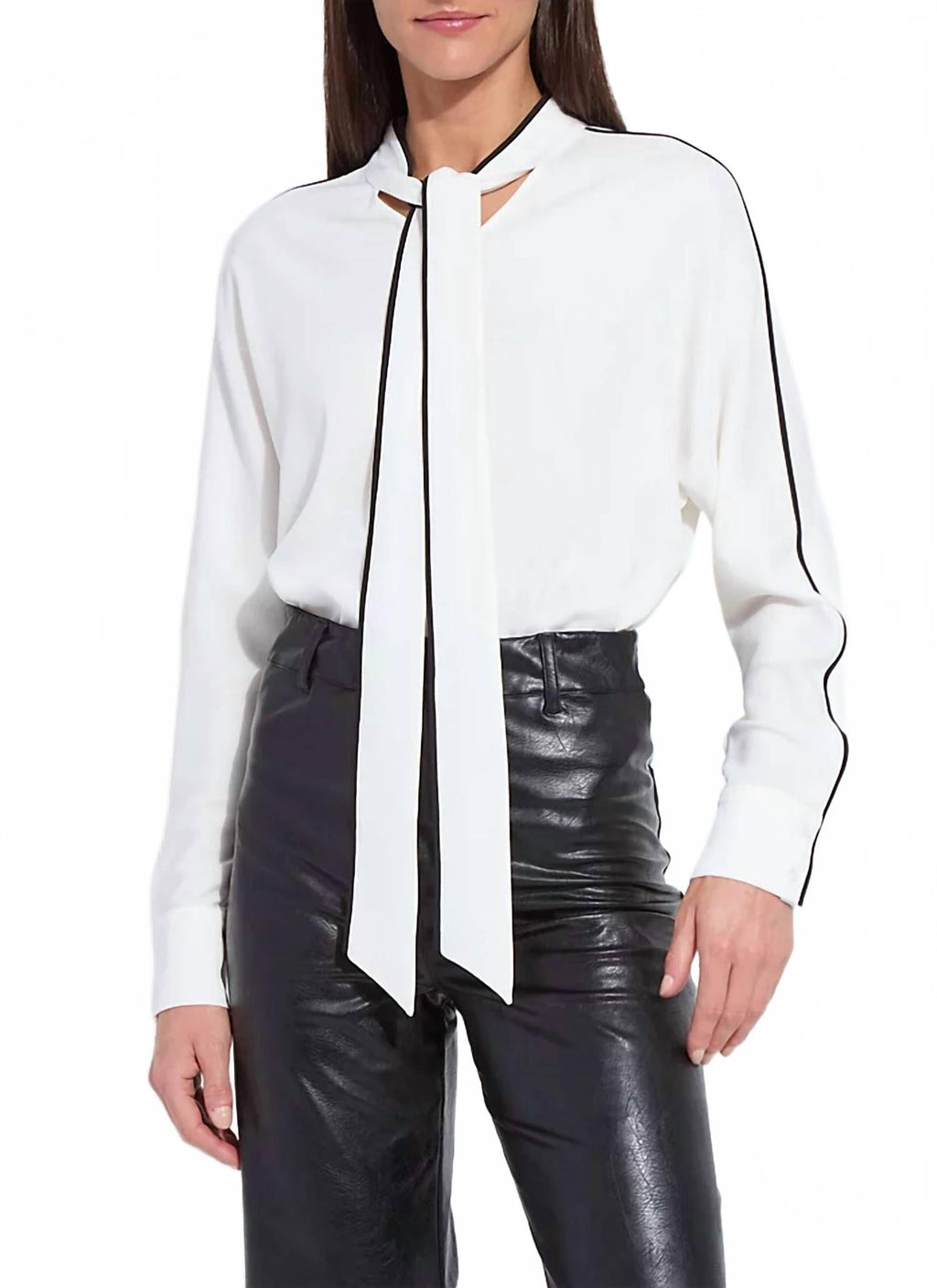 Daphne Dolman Sleeve Bow Blouse In Off White