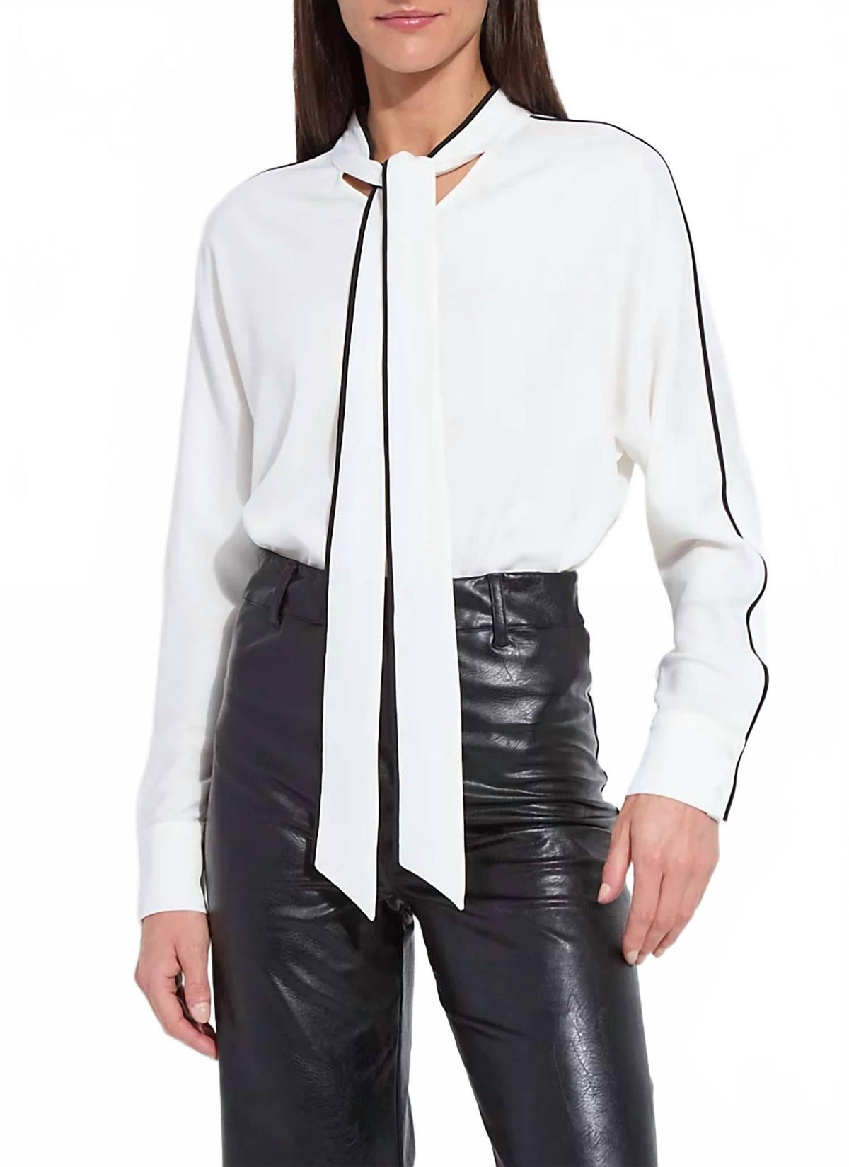 Daphne Dolman Sleeve Bow Blouse In Off White