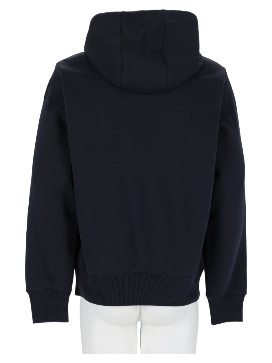 Solid Dark Blue Hooded Cotton-Blend Sweatshirt
