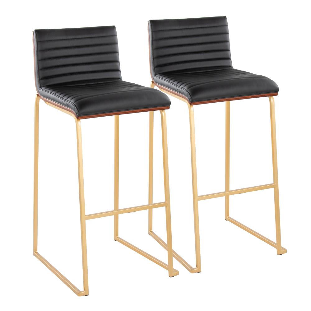 Faux Leather Barstools with Supportive Wooden Backrests