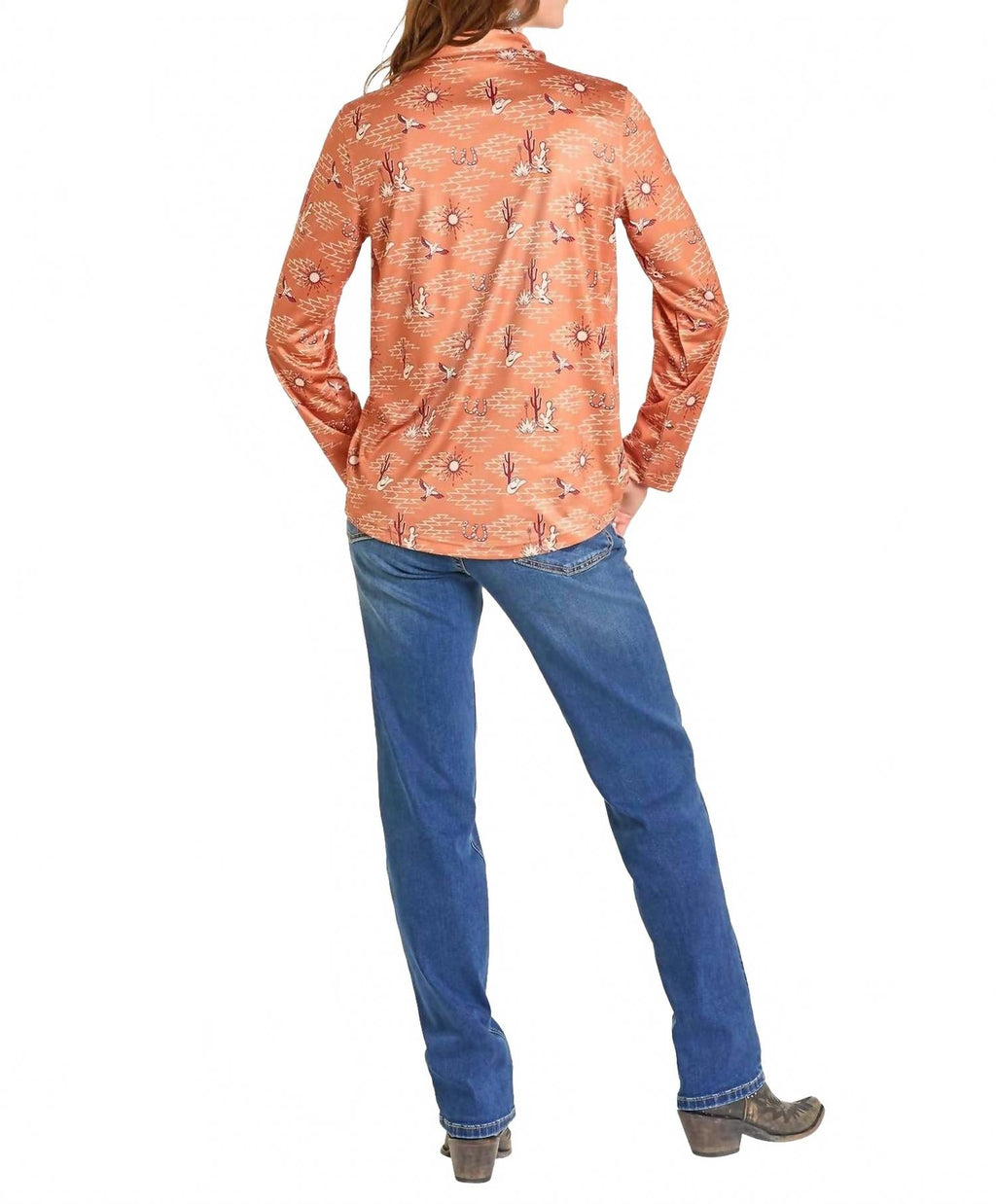 Slim Desert Print Performance Hoodie In Orange