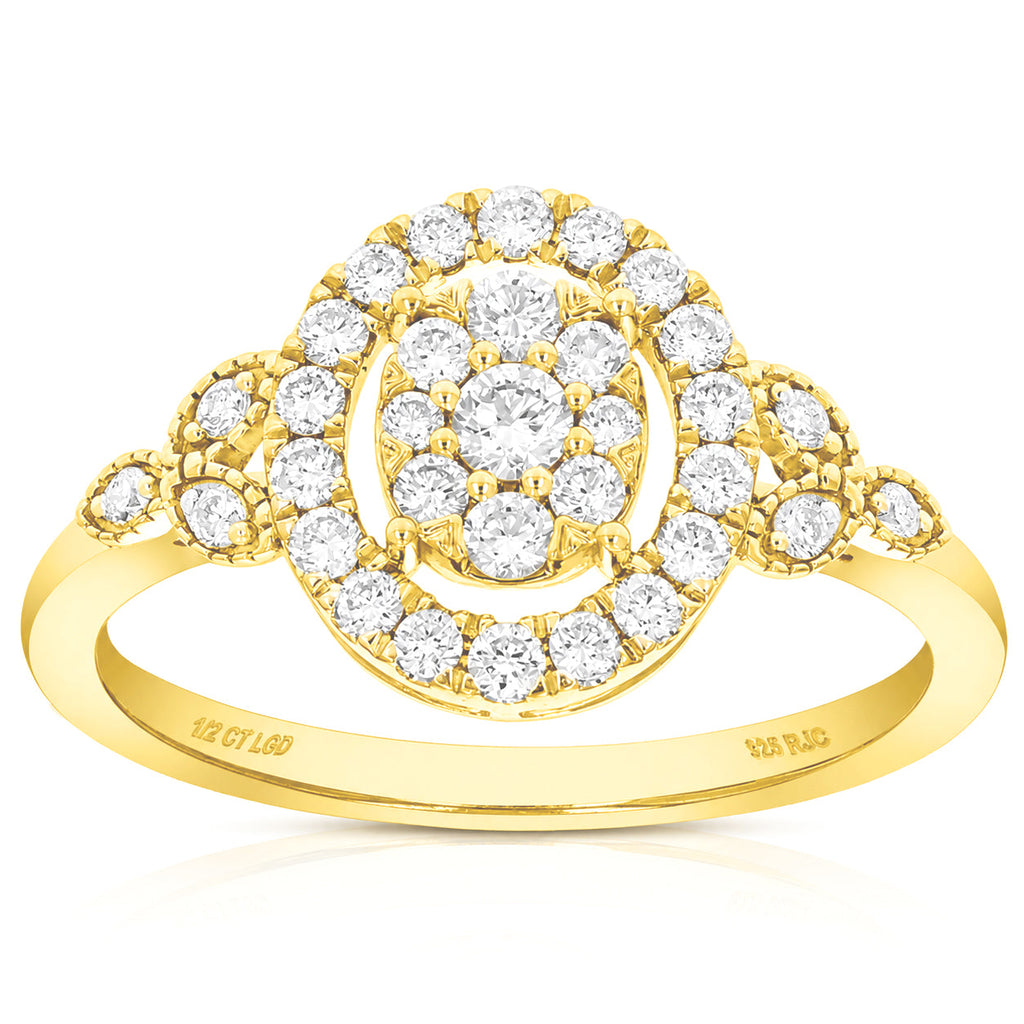 1/2 cttw Lab Grown Diamond Ring in Yellow Gold Plated Silver For Women