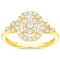 1/2 cttw Lab Grown Diamond Ring in Yellow Gold Plated Silver For Women
