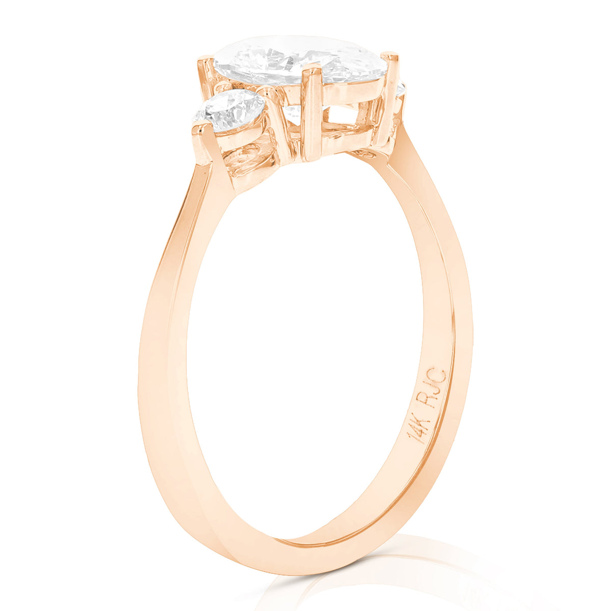 1.25 cttw Oval Lab Grown Diamond 3 Stone Engagement Ring in 14K Rose Gold For Women