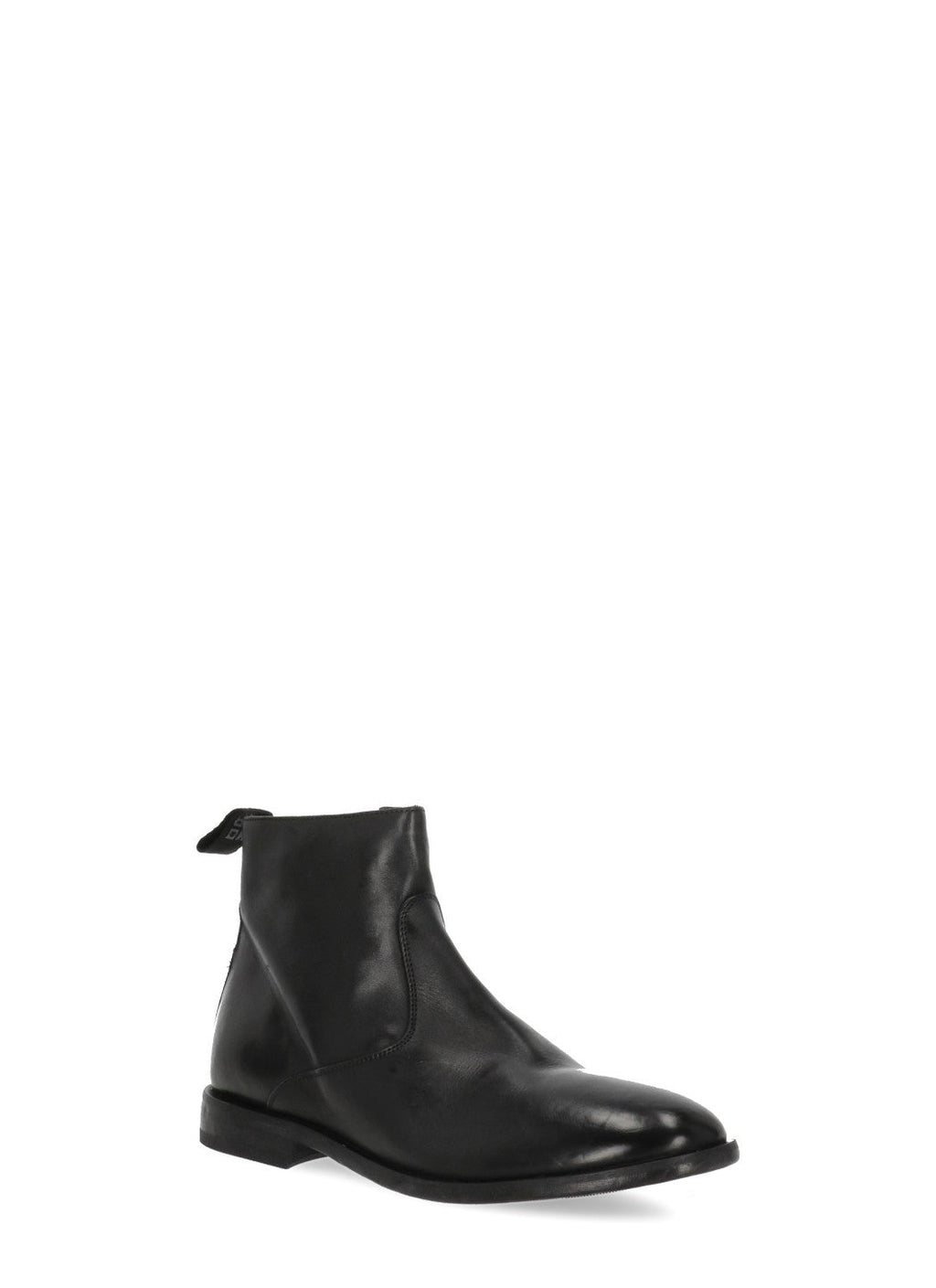 Black Caesar Vintage Zip Leather Ankle Boots