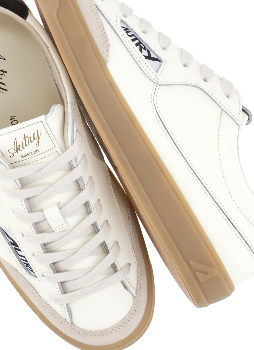 White Windscape Low Suede Leather Low-Top Sneakers