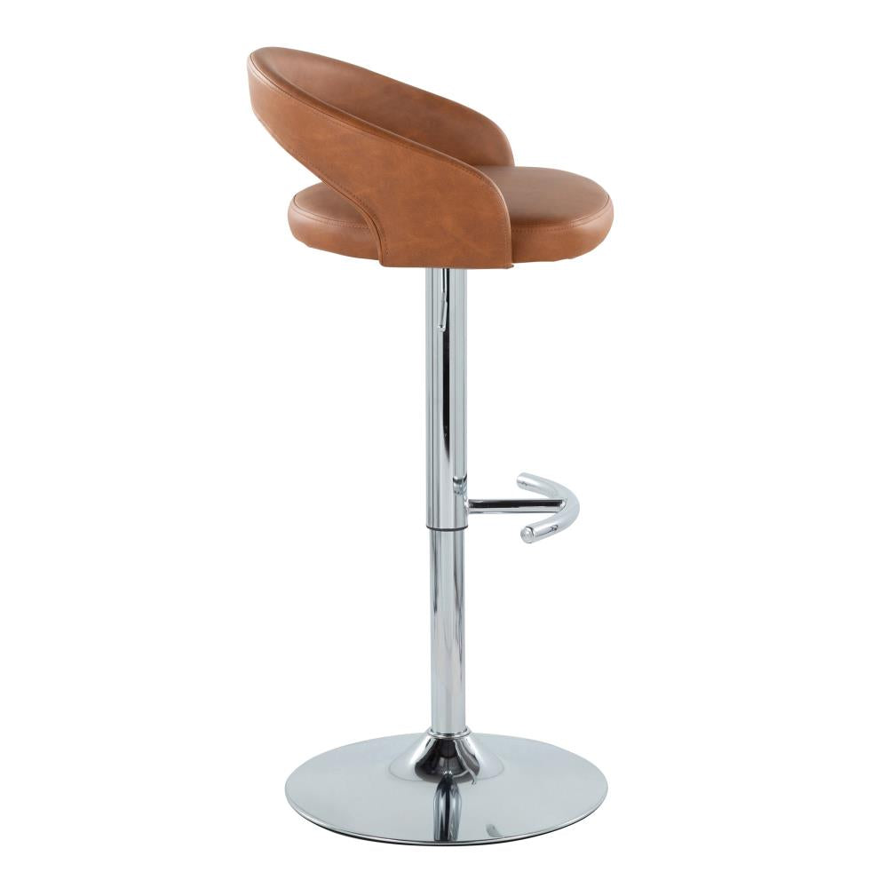Set of 2 Adjustable Counter Stools with Supportive Backrests and Rounded Footrest Design
