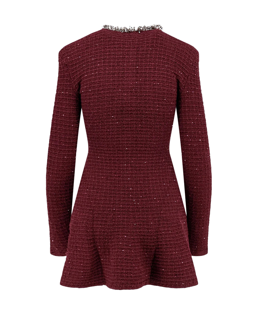 Burgundy Waffle Knit Jewel Embellished Dress