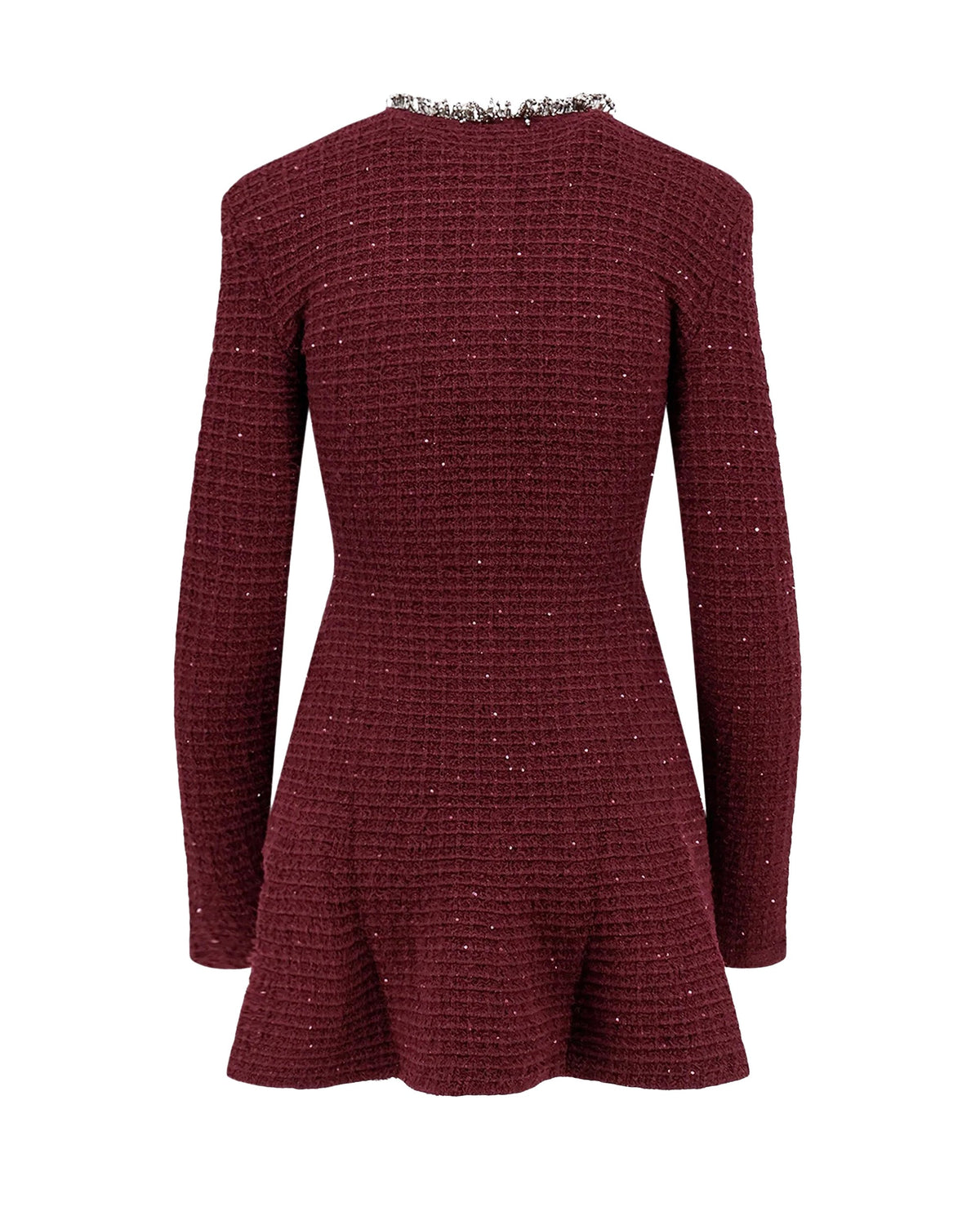 Burgundy Waffle Knit Jewel Embellished Dress