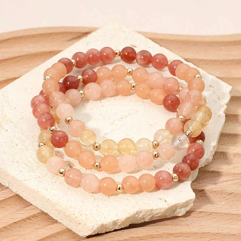 3PCS - Round Beaded Stretch Multi Layered Bracelets