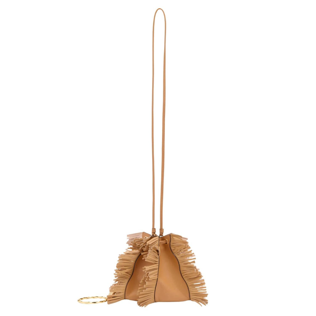 Adria Pleated Wave Pochette In Almond Fringe