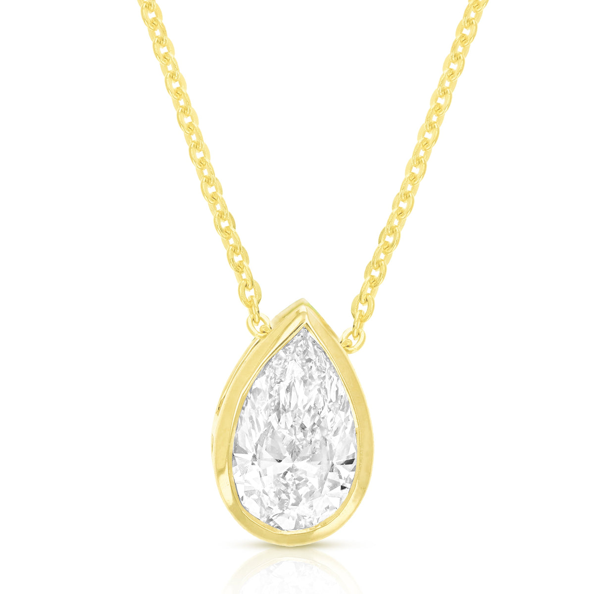 2 cttw Pear Lab Grown Diamond Solitaire Pendant Necklace in 14K Gold with Chain For Women
