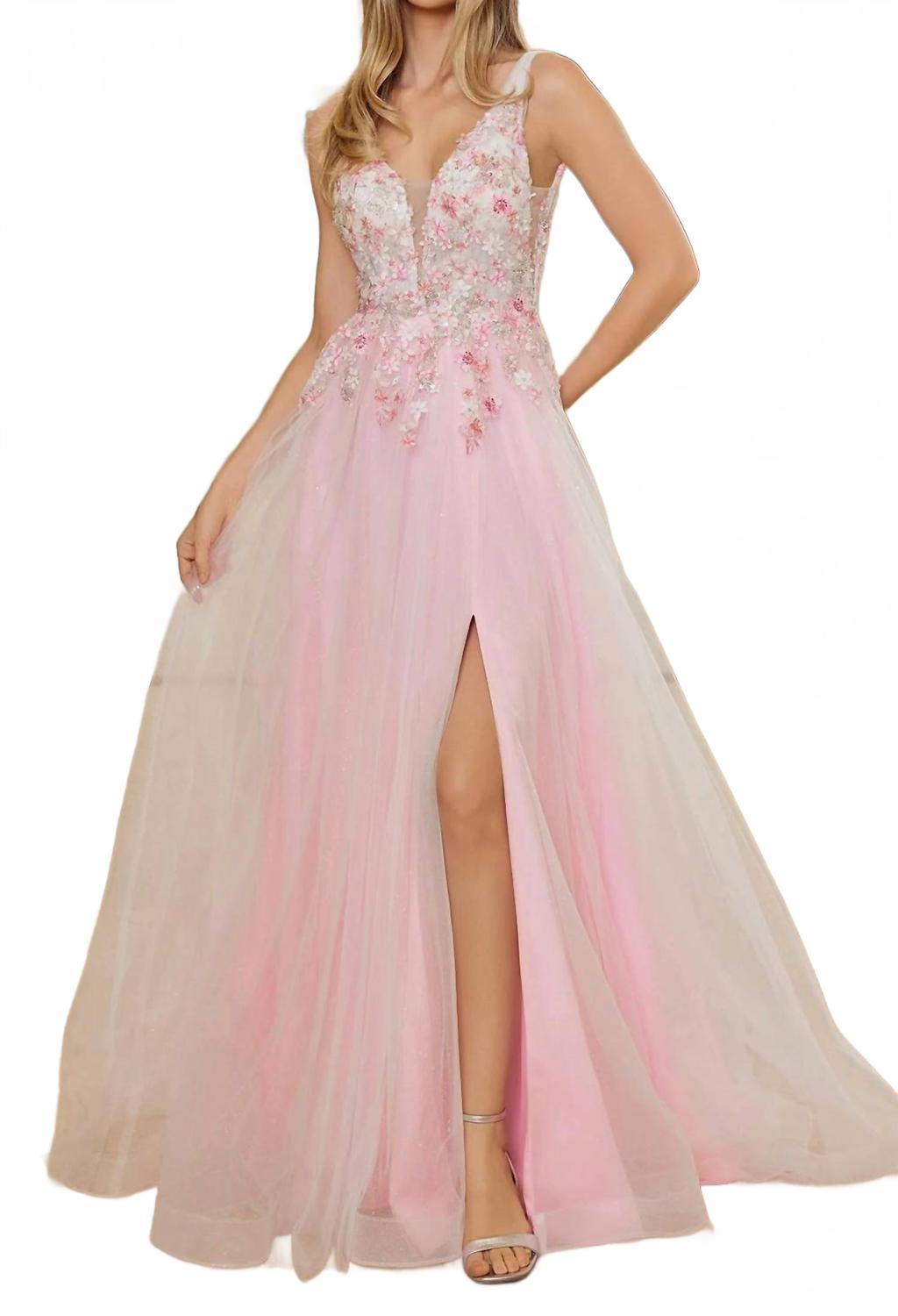 Women's Embroidered Tulle Dress In Pink