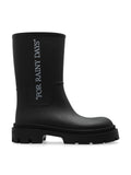 Mid-Calf Black Boots With Chunky Rubber Sole