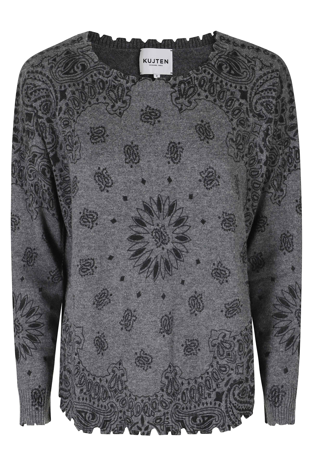 Anthra Noir Bandana Print Cashmere Sweater