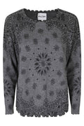 Anthra Noir Bandana Print Cashmere Sweater