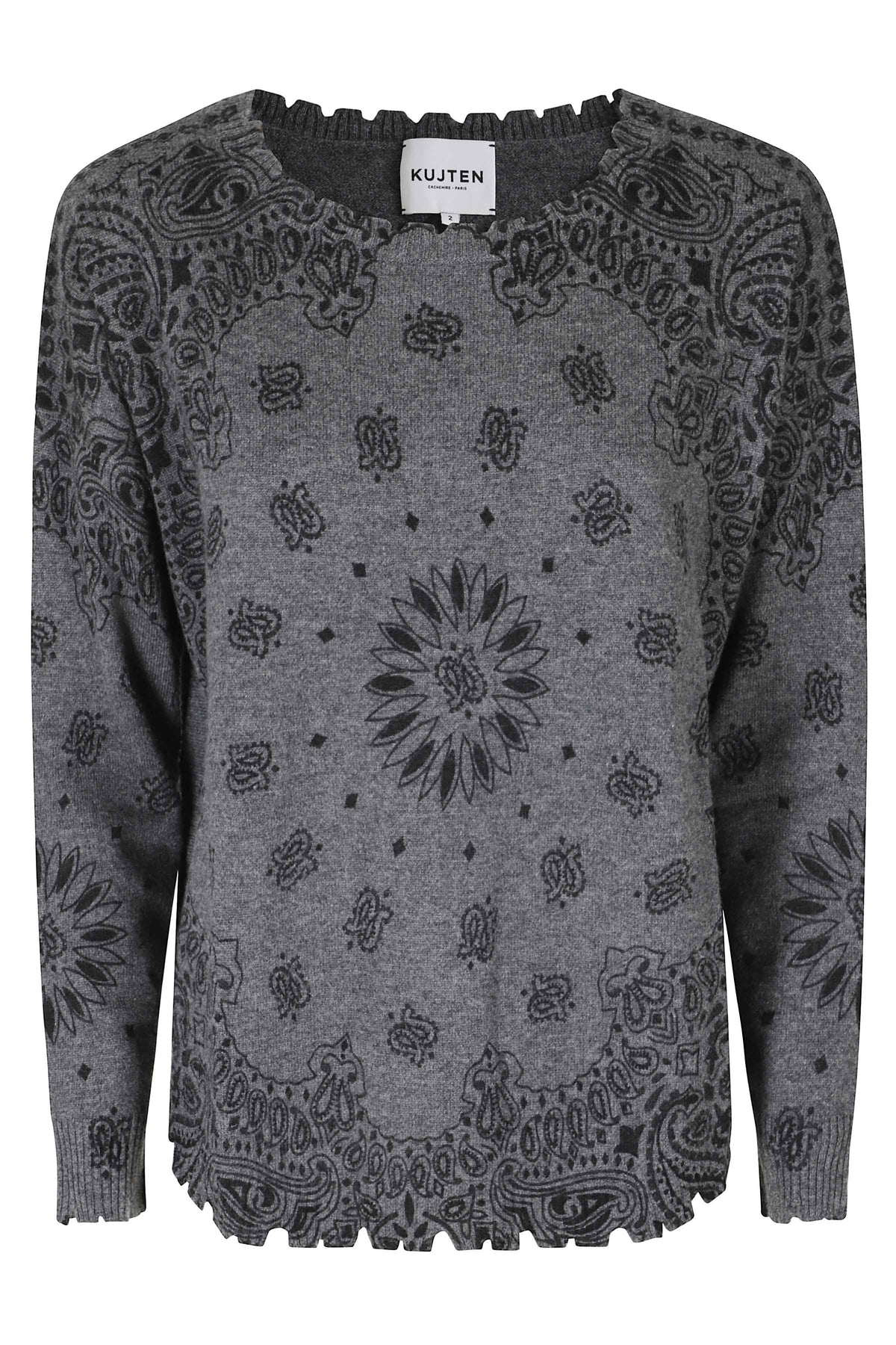 Anthra Noir Bandana Print Cashmere Sweater