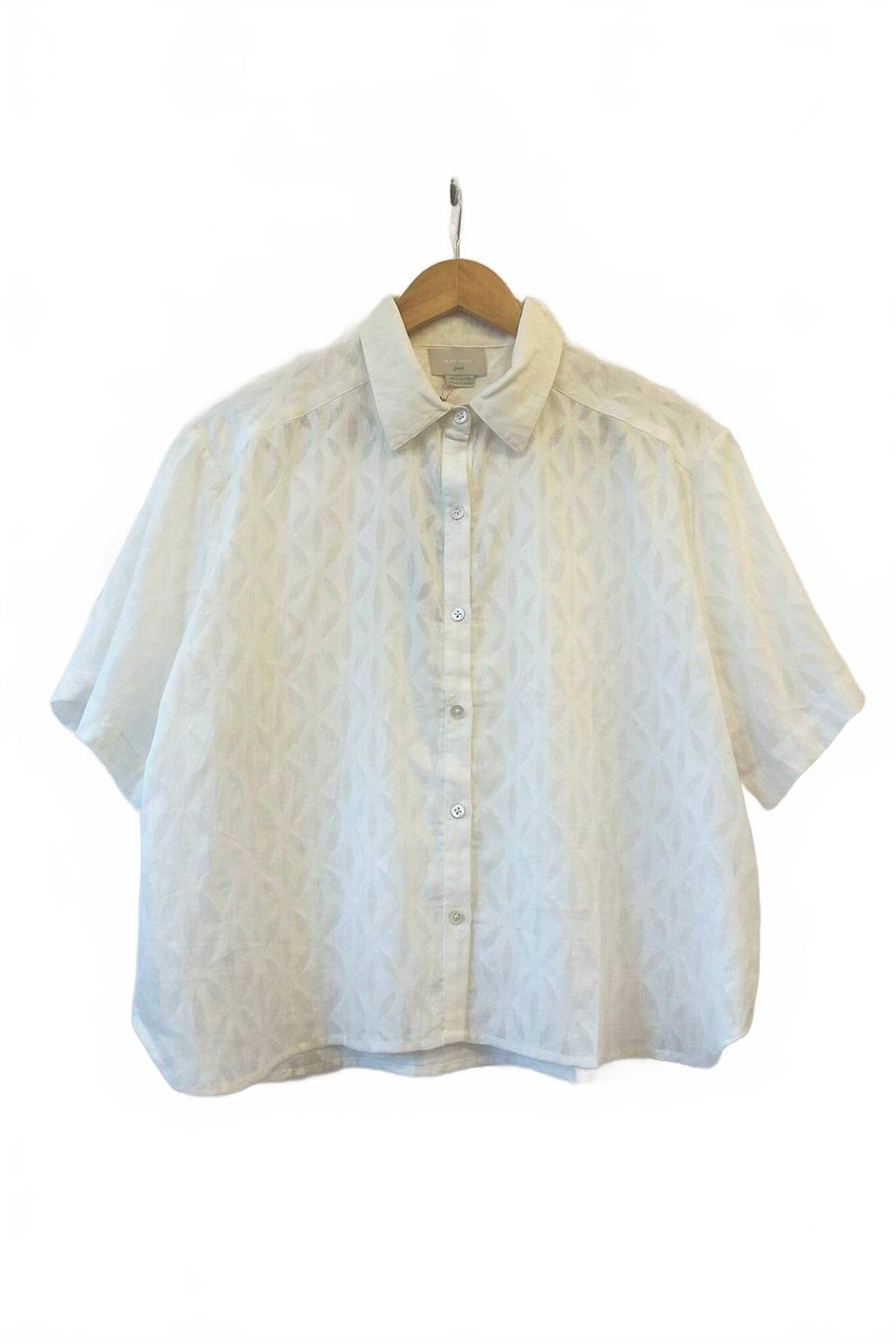 Sarah Collared Shirt In Ivory Jacquard