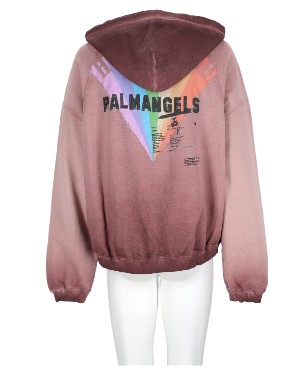 Mauve Gradient Graphic Kangaroo Pocket Cotton Hoodie
