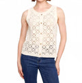 Crochet Cotton Sleeveless Vest In Natural