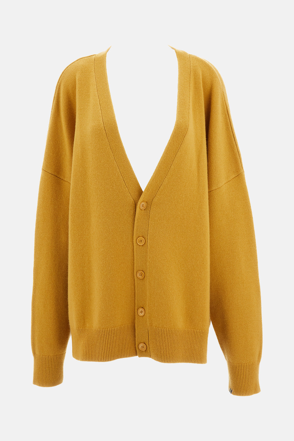 Mustard Yellow Simo Longline Oversized Cashmere Cardigan
