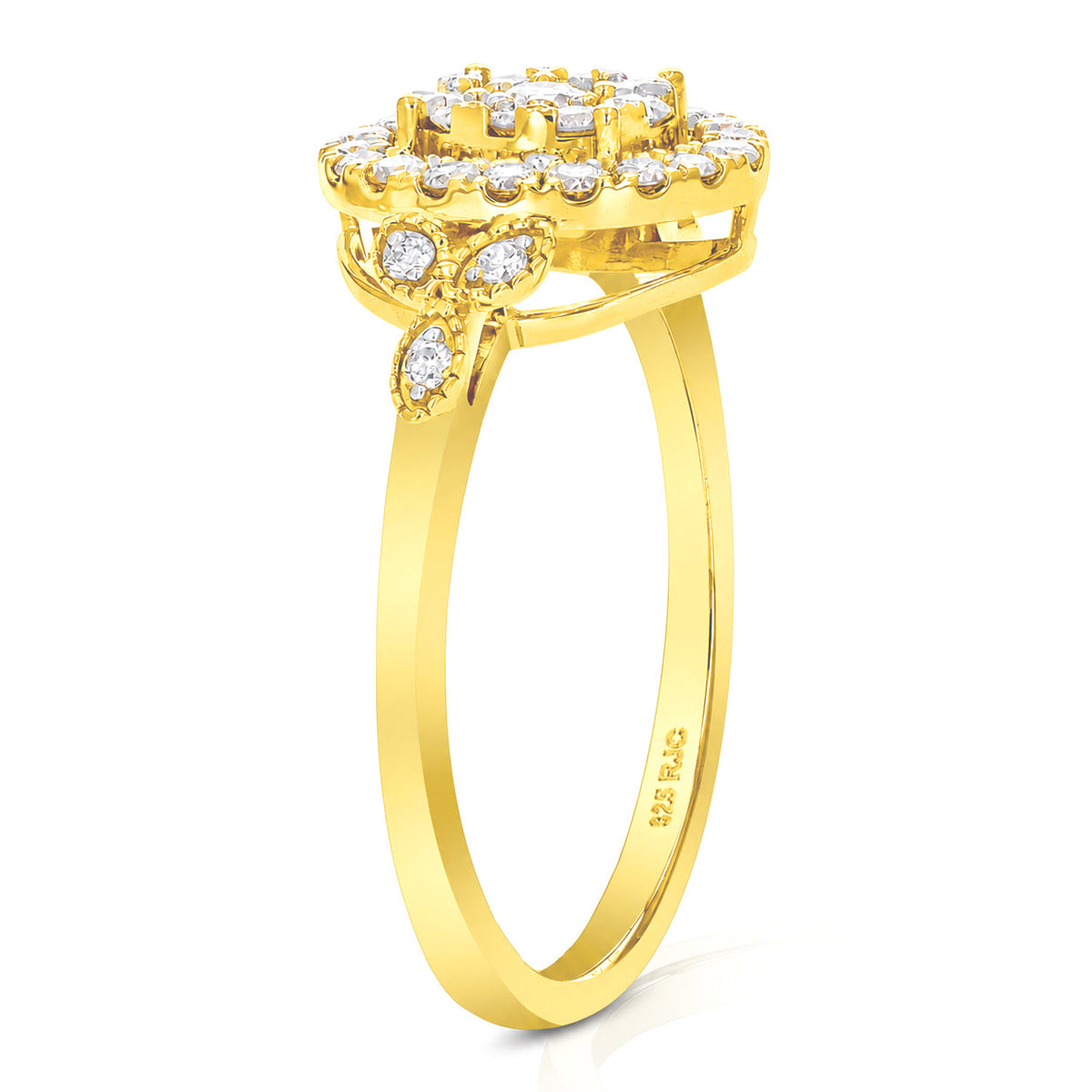 1/2 cttw Lab Grown Diamond Ring in Yellow Gold Plated Silver For Women