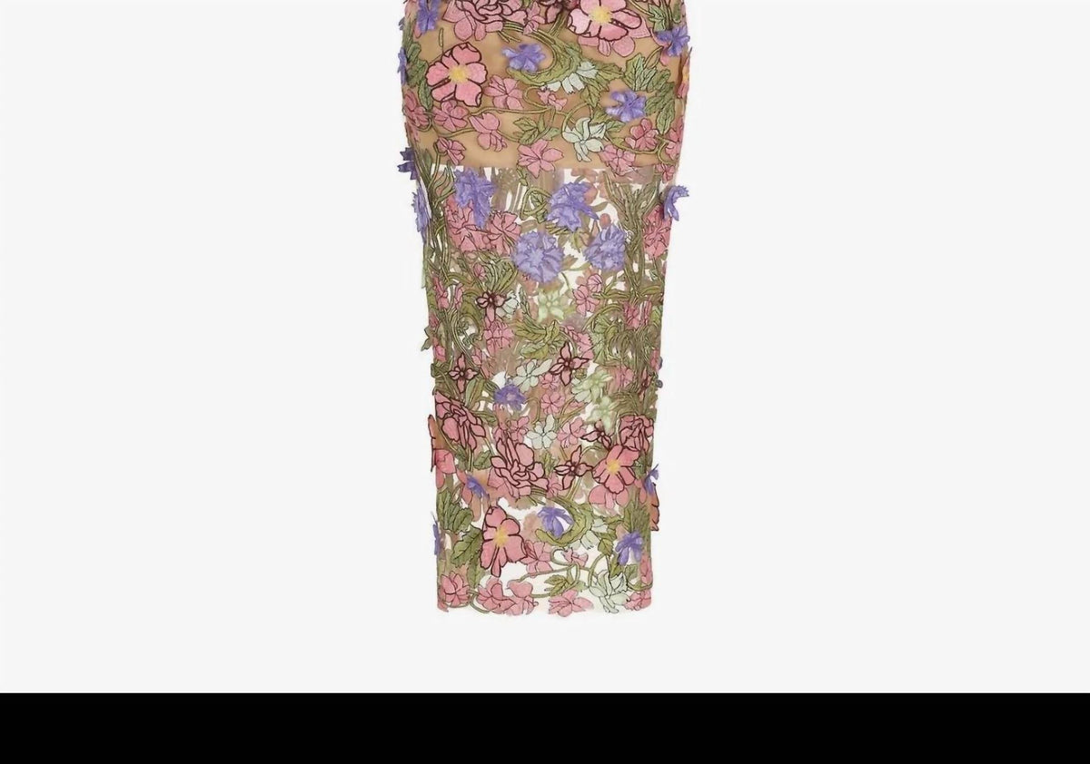 Strapless Floral Dress In Multicolor