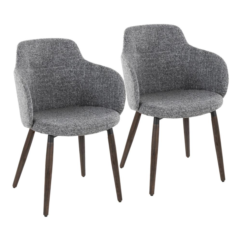 Set of 2 Stylish Upholstered Dining Chairs with Wooden Legs and Padded Seats