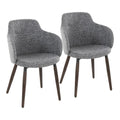 Set of 2 Stylish Upholstered Dining Chairs with Wooden Legs and Padded Seats