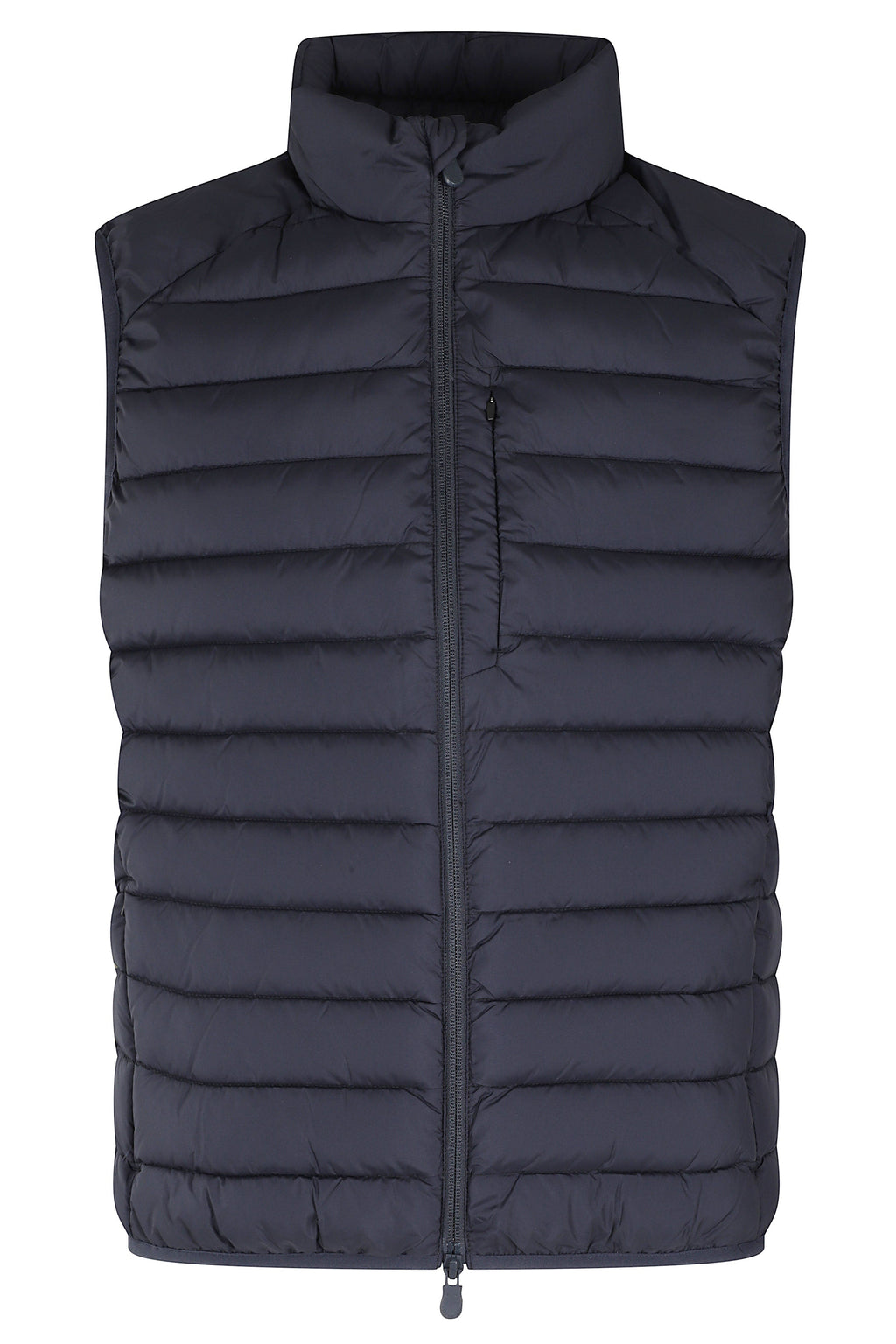 Quilted Blue Black Gilet With High Collar