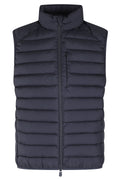 Quilted Blue Black Gilet With High Collar