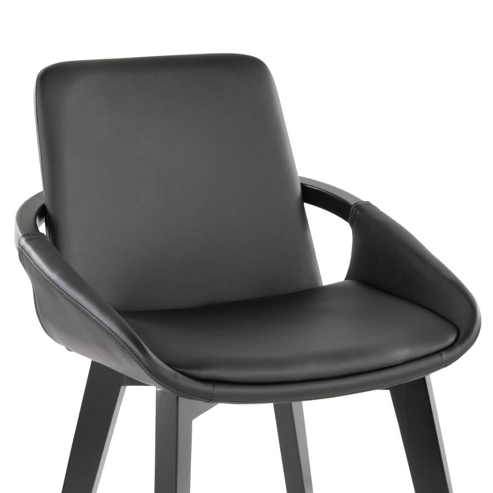 Modern Bamboo Accent Chair with Faux Leather Upholstered Seat