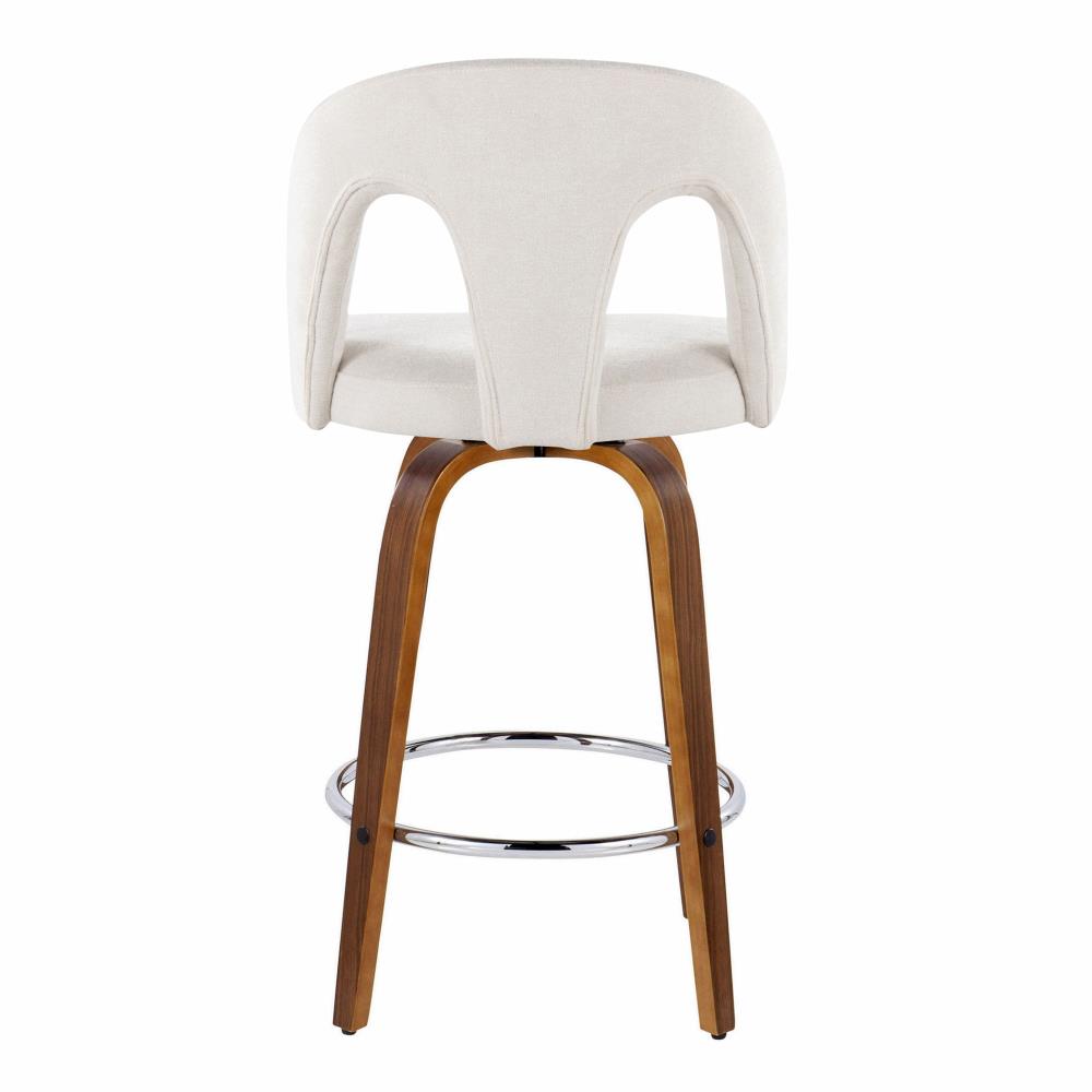 Set of 2 Wooden Frame Swivel Counter Chairs with Comfortable Upholstered Seats