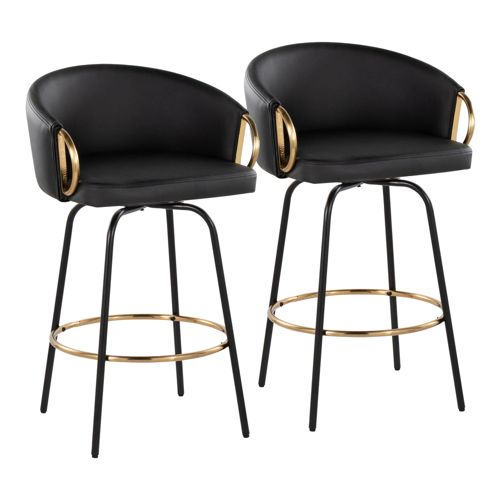 Contemporary Swivel Stools with Supportive Backrests